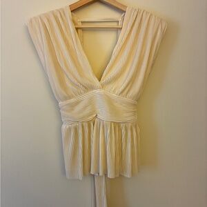 Lush Cream Pleated Blouse
